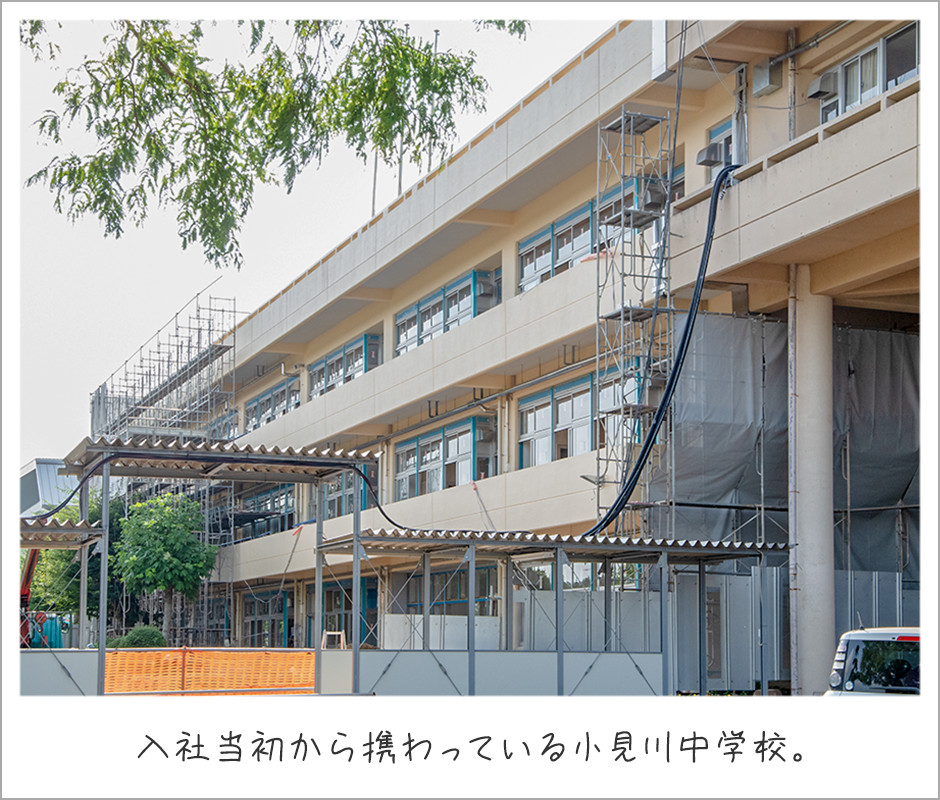 入社当初から携わっている小見川中学校。